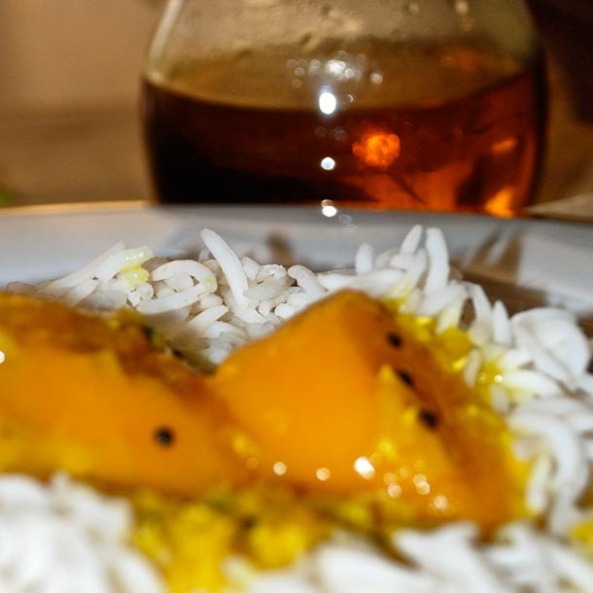Plain white Rice - the perfect meal partner to this Mango Lentil Soup/Aam Dal