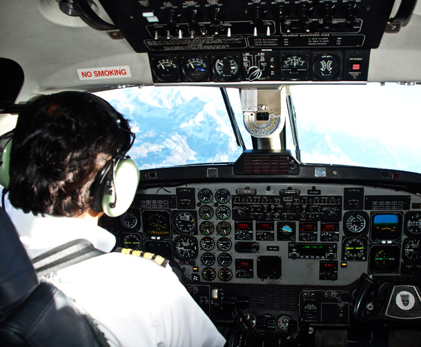 From the cockpit - as we approach Mt Everest