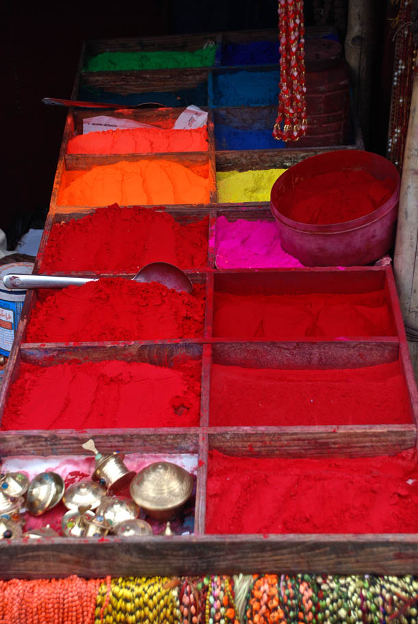 Sindoor (Vermillion) & other Coloured powder - for smearing on the forehead after the Puja/Worship