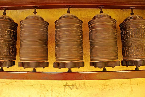 The auspiscious prayer wheels