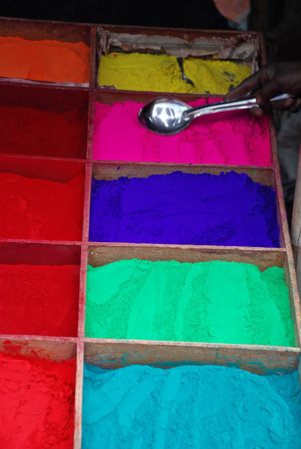 Sindoor (Vermillion) & other Coloured powder - for smearing on the forehead after the Puja/Worship