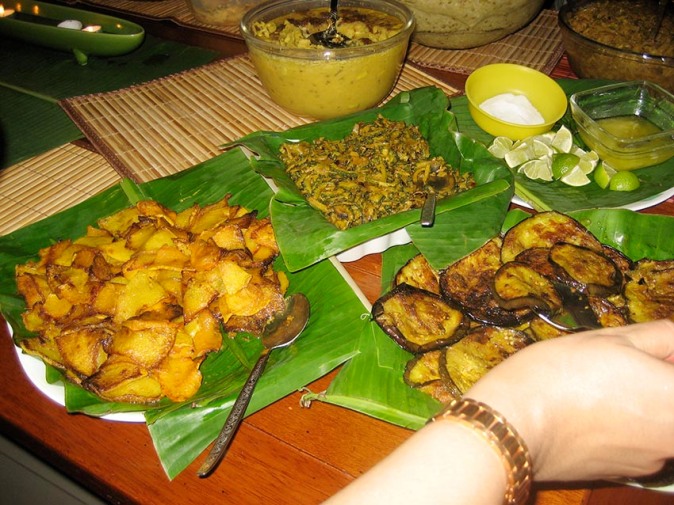 Traditional Bengali food in Banana leaf