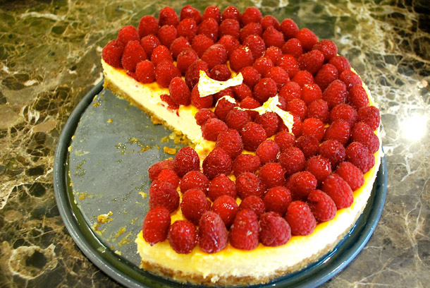 Silvena's 'Velvet' Raspberry Cheesecake