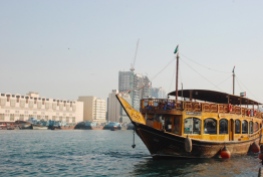 Traditional wooden dhow in Dubai Creek