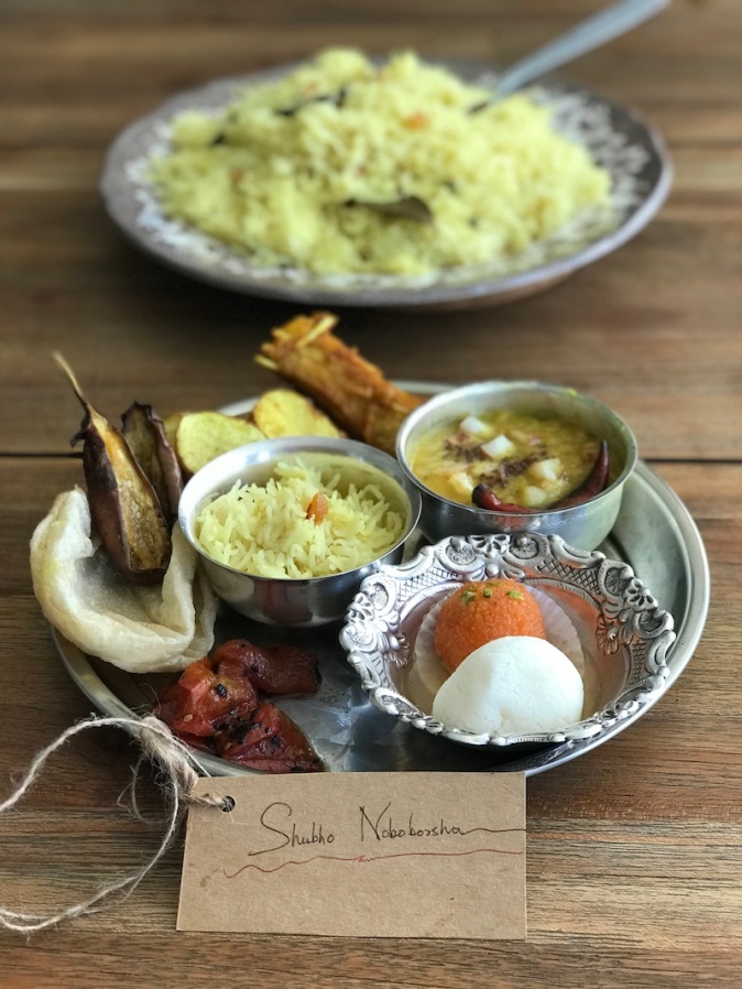 Traditional Bengali meal for Noboborsho or Bengali New Year