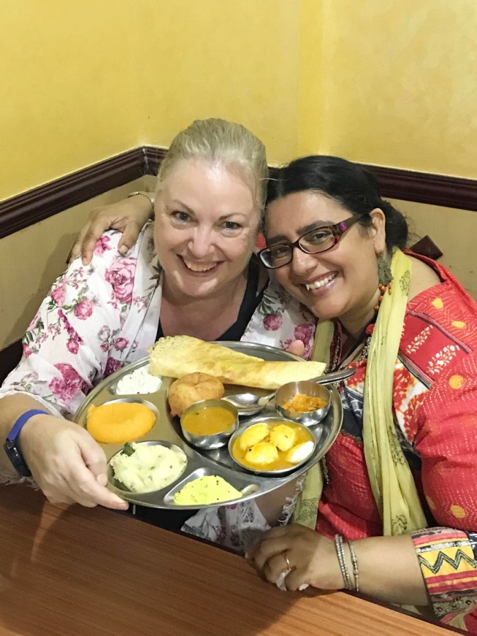 Debbie Rogers and Ishita B Saha in a food tour with Frying Pan Adventures