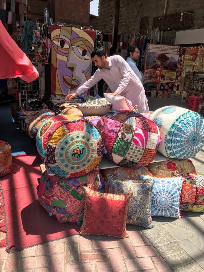 Vendors setting their shops in Textile souq in Bur Dubai