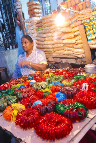Glass bangles sold during Eid in the Muslim neighbourhood of Park Circus, Kolkata