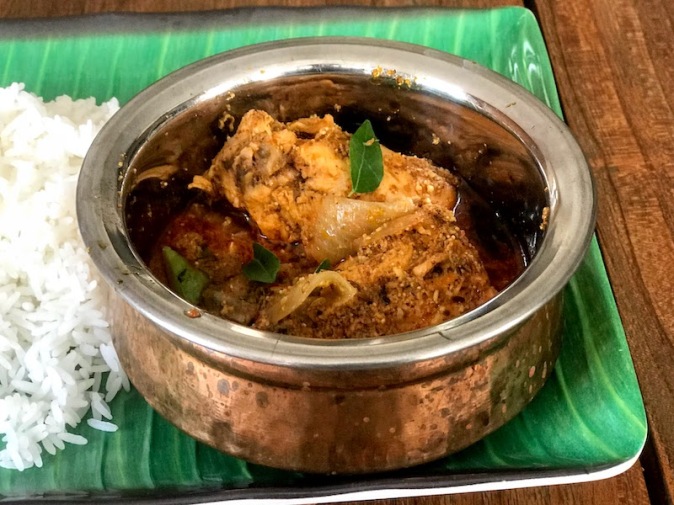 Chettinad Chicken served with steaming hot rice