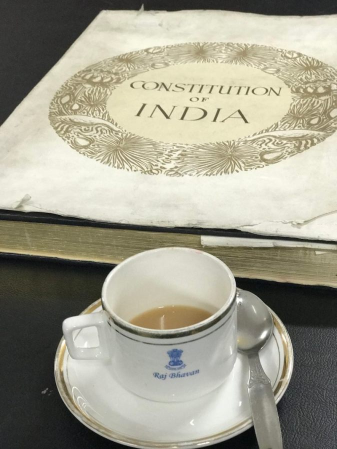 A copy of the Constitution of India at Governor's House, Kolkata