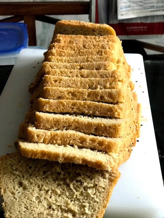 Homemade wheat flour bread with sesame