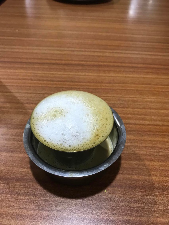 South Indian filter coffee at Sangeetha Restaurant 