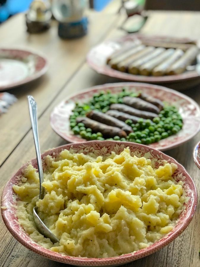 Christmas lunch with mashed potatoes