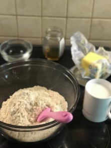 ingredients for making homemade atta bread