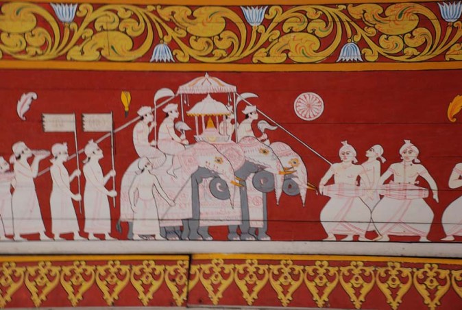Alfresco painting on the ceilin gof Temple of the Tooth Relic