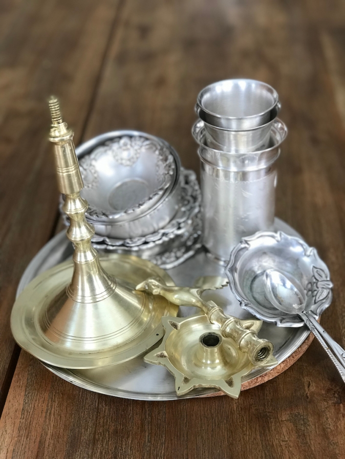 Silver ware for serving prasad