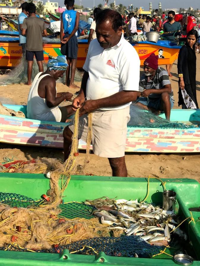 A fisherman in Kovalam beach in Chennai
