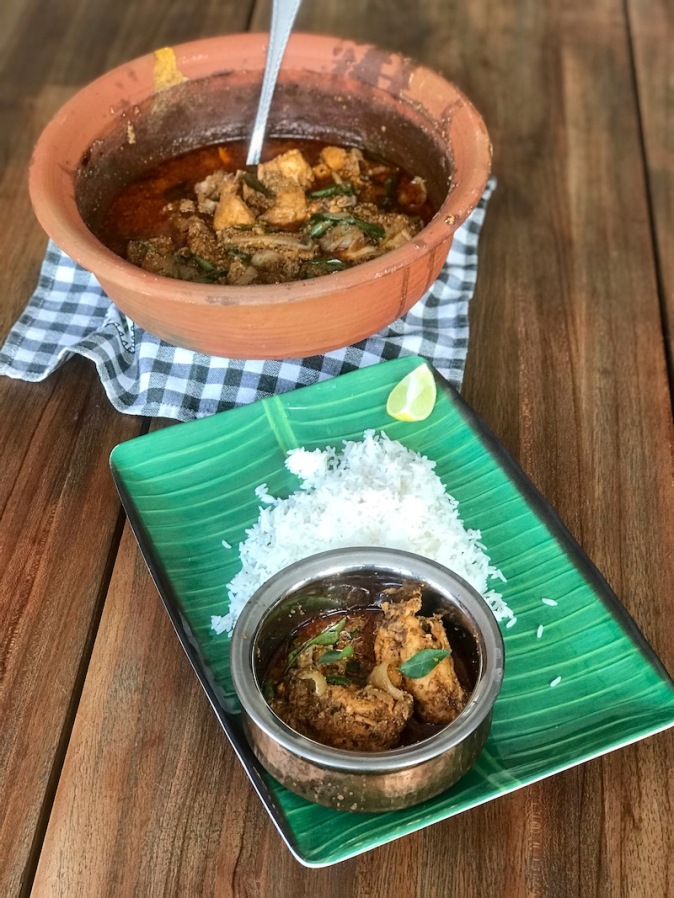 Chettinad Chicken served with steaming hot rice