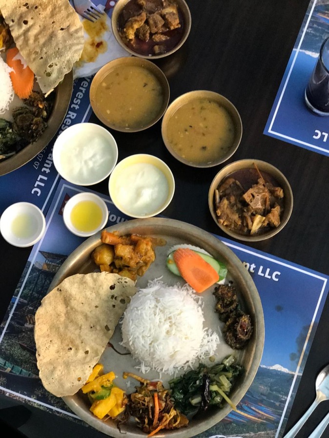 Traditional Nepali thali at Everest Restaurant in Bur Dubai