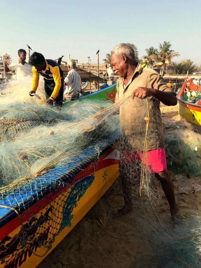 Fisherman in Kovalam beach in Chennai